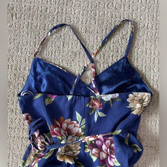 NWT Lulus Blue Floral Print Maxi Dress - Picture 10 of 13